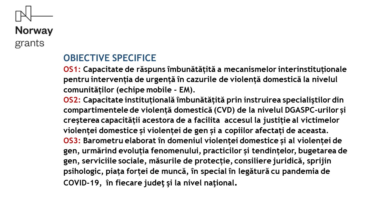 Prezentare obiective specifice proiect VERA – Schimbare pozitivă prin acțiuni integrate în vremuri dificile