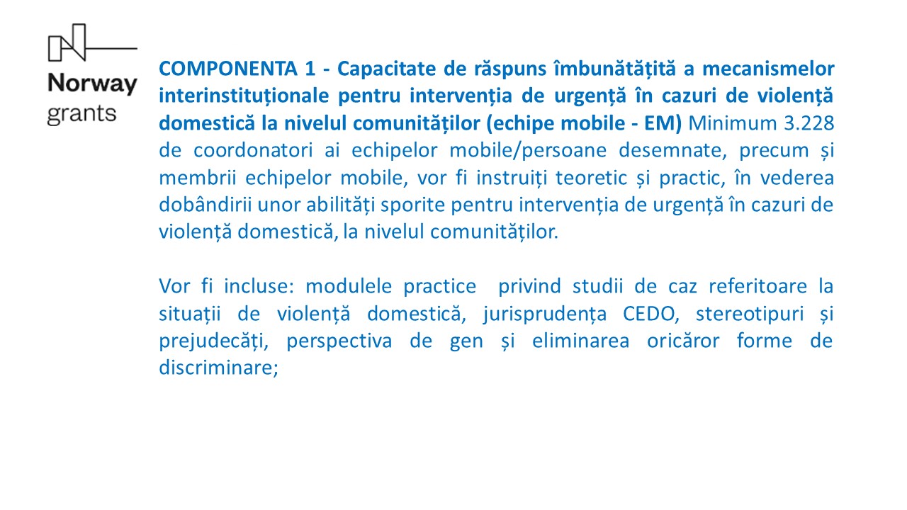 Prezentare componenta 1 pentru proiectul VERA – Schimbare pozitivă prin acțiuni integrate în vremuri dificile